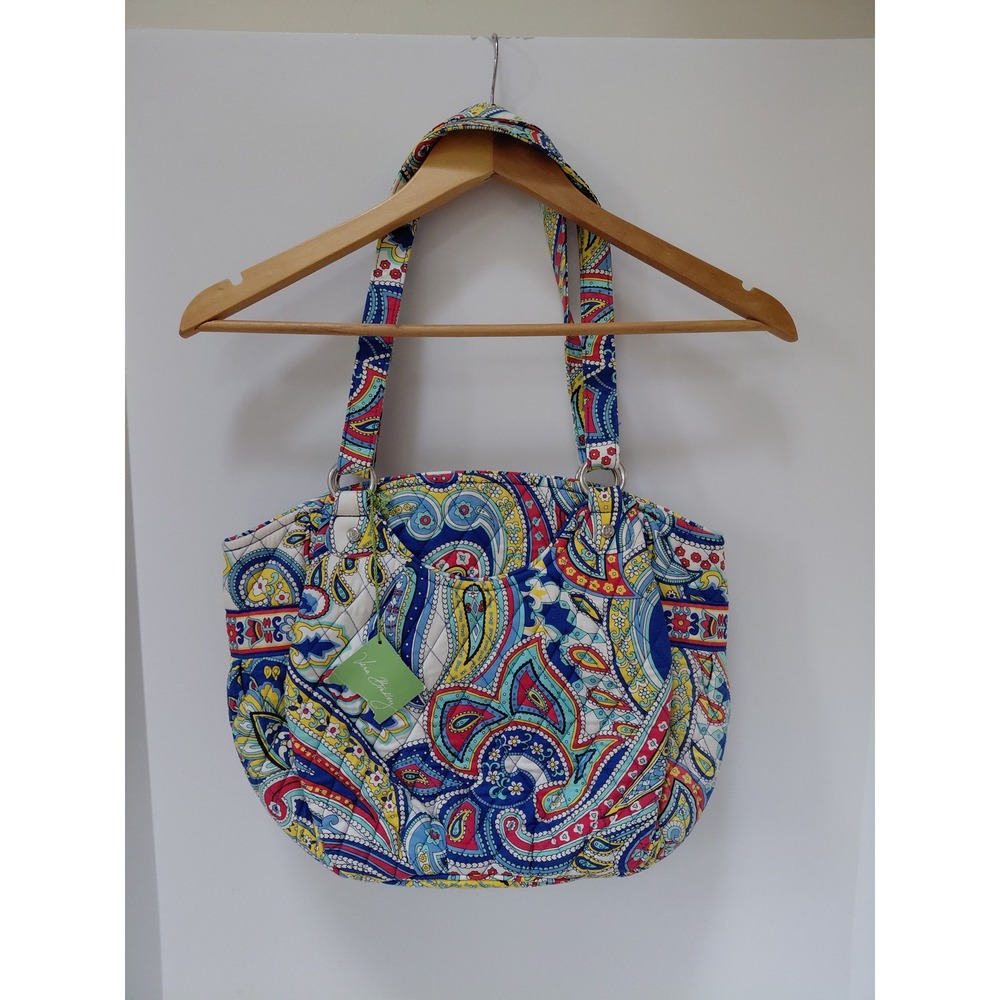 Vera Bradley Quilted Cotton Marina Paisley Shoulder Bag Blue Red Tote NWT